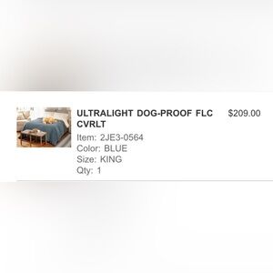 Orvis light blanket King size- waterproof for pets